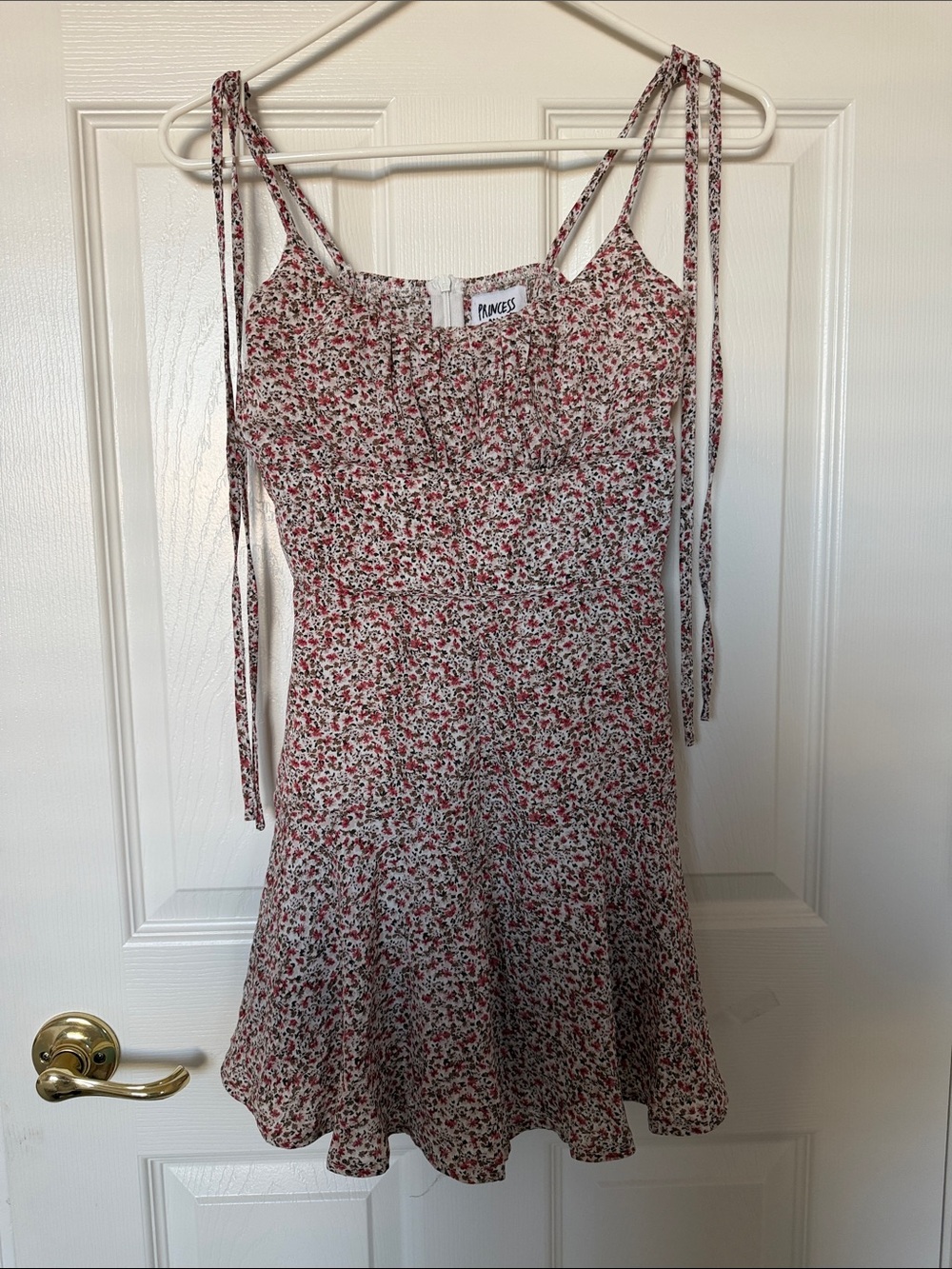Princess Polly White Mini Dress with Red Floral Print